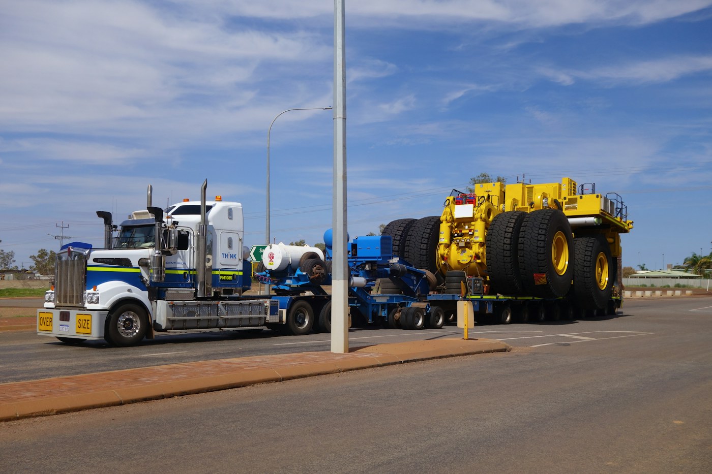 Heavy haulage truck transporting oversized mining equipment