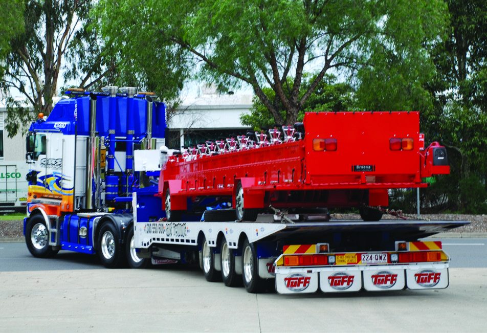GRS Towing heavy recovery combination photographed from behind