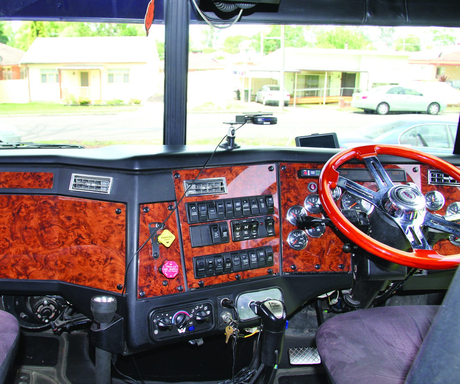 Right-hand-drive interior and custom dashboard of the Kent recovery truck