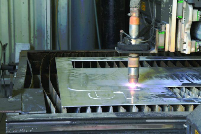 AJ’s plasma cutter shaping metal parts for a truck bullbar