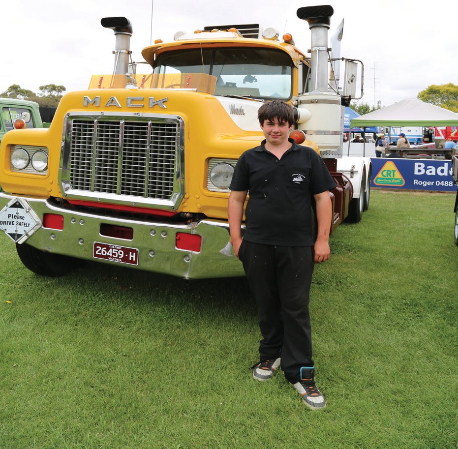 12-year-old Rhys Shephard with his Mack.